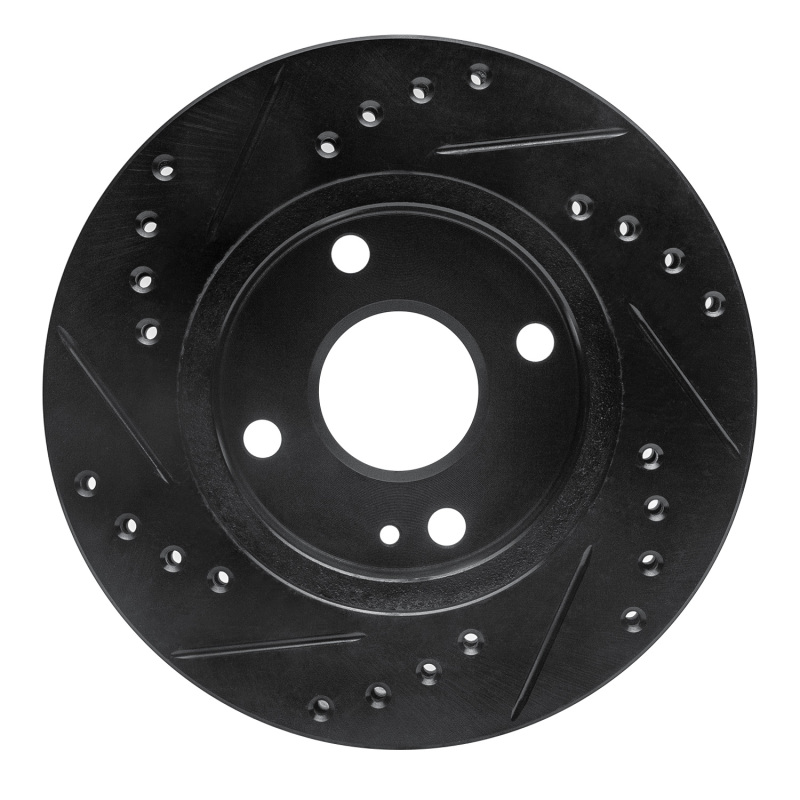 Ford Escort Brake Rotor (1) - Front Right - R1 Concepts - Drilled & Slotted - Black - `90-`01